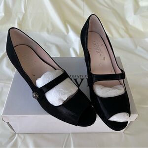 Taryn Rose Black Peep Toe Heels, size 8